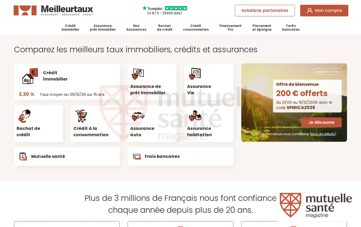 Capture : Meilleurtaux : Courtier en crédit immobilier, assurances & placement